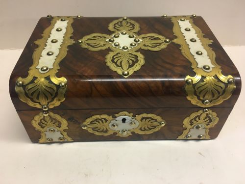 C19th Walnut and Brass Jewellery Box