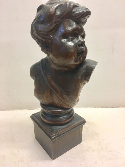 C19th Carved Wood Cherub