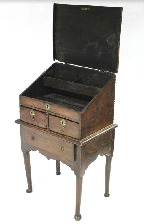 fig 1. C18th elm bible box on stand