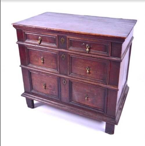 A Late C17th Oak Chest of Three Drawers 97cms Wide