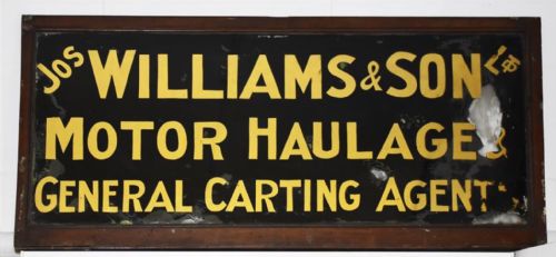 C19 Th Glass Sign for Motor Haulage Company