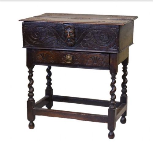 C17th Oak Bible Box on Later Stand