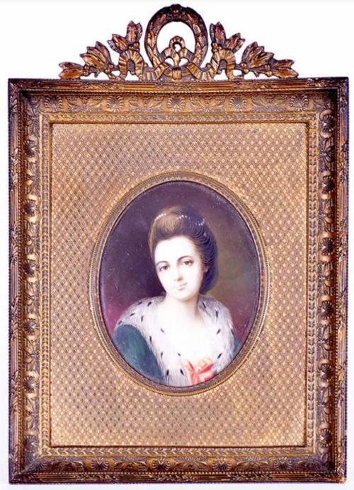 A C19th Portrait Miniature on Ivory of a Young Lady in a Gilt Frame.