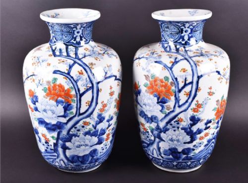 Large Pair of Japanese Vases