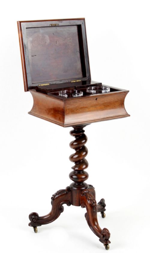 fig 1. C19th Rosewood teapoy by Druce & Co. London