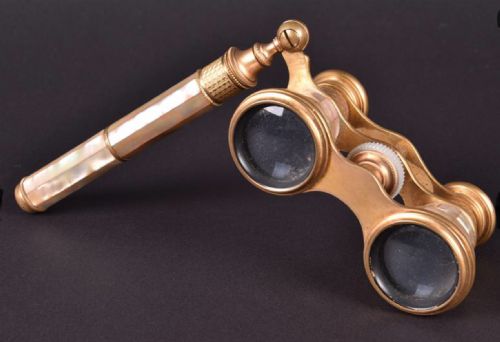 A Pair of Austrian Mother of Pearl Decorated Opera Glasses