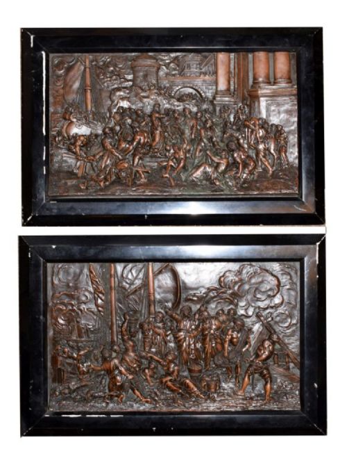 Pair of C19th Copper Reliefs Depicting Religious Scenes