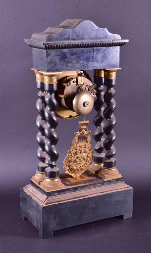 fig 1. C19th inlaid french portico mantel clock