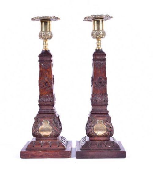 A Pair of Scottish Masonic Candlesticks