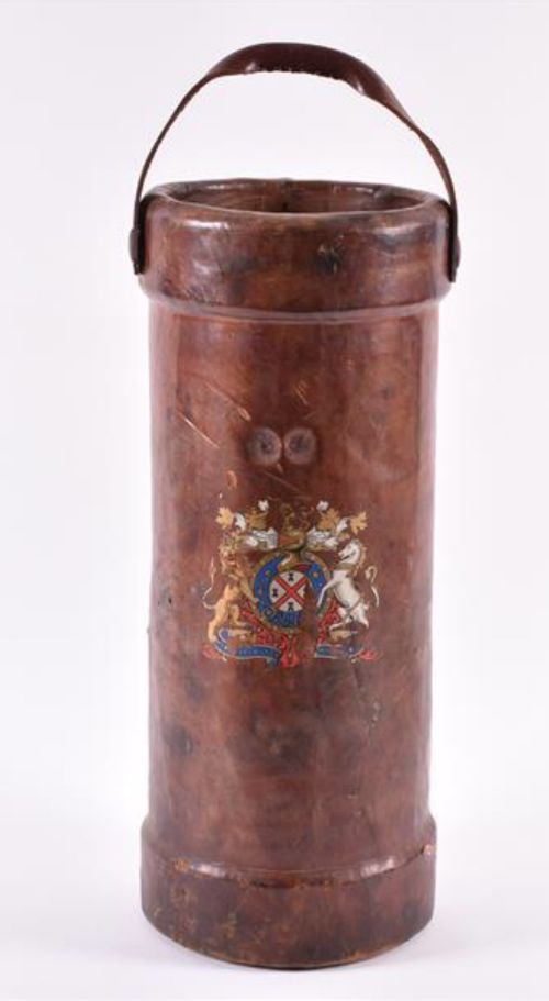 1920s Leather Munitions Carrier with Armorial Crest.