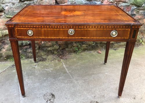 An C18th Italian Mahogany and Inlaid Writing Table