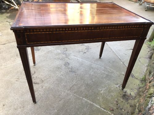 fig 1. An C18th Italian Mahogany and inlaid writing table