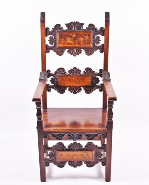 C17th  Inlaid Italian Armchair