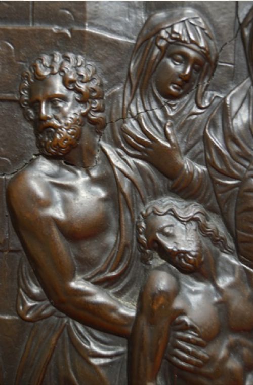 fig 1. Antique Bronze plaque of the deposition of Christ