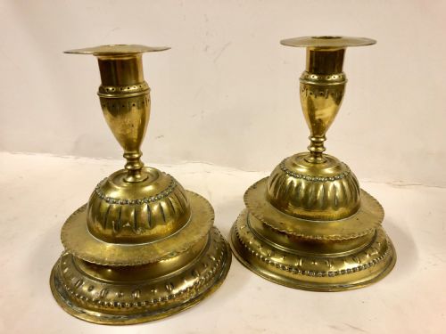C17th Flemish Brass Candlesticks
