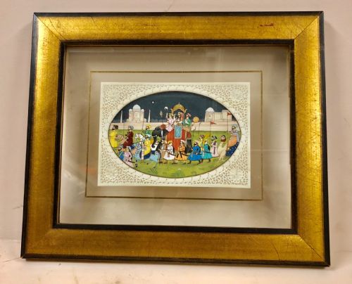 C19th a Wonderful Indian Miniature Painting on Ivory of a Parade