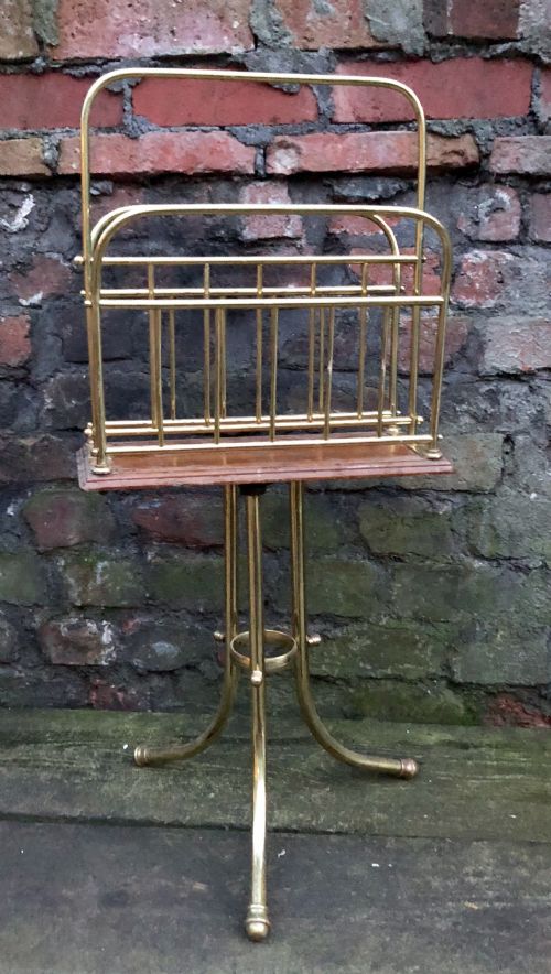 Edwardian Brass Revolving Magazine Rack