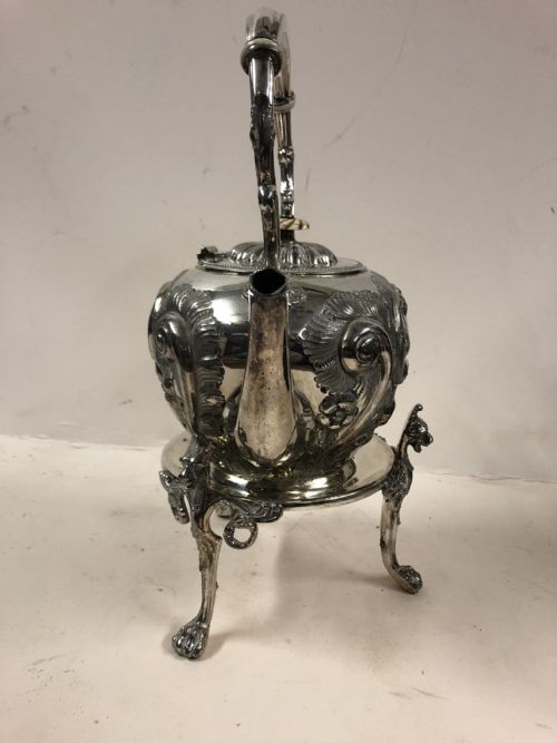A Silver Plated Kettle on Stand