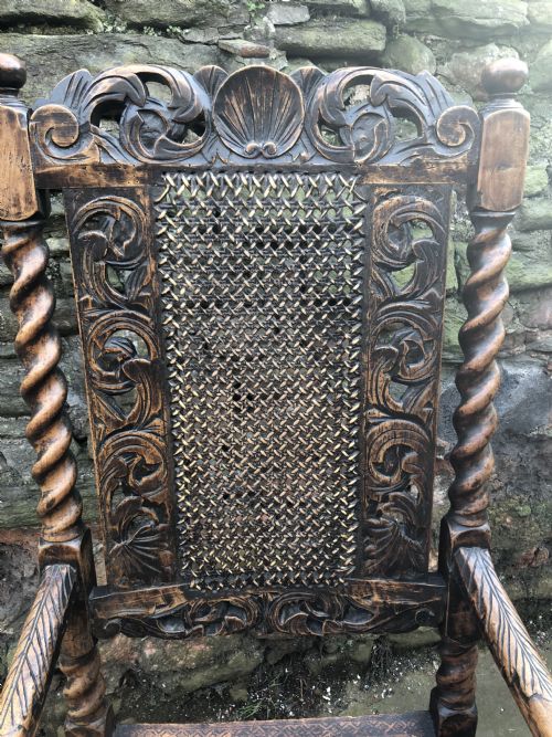 fig 1. C17th Elbow chair (1680-90) caned with walnut frame
