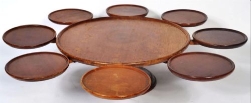 C19th Oak Lazy Susan with Extension Pieces
