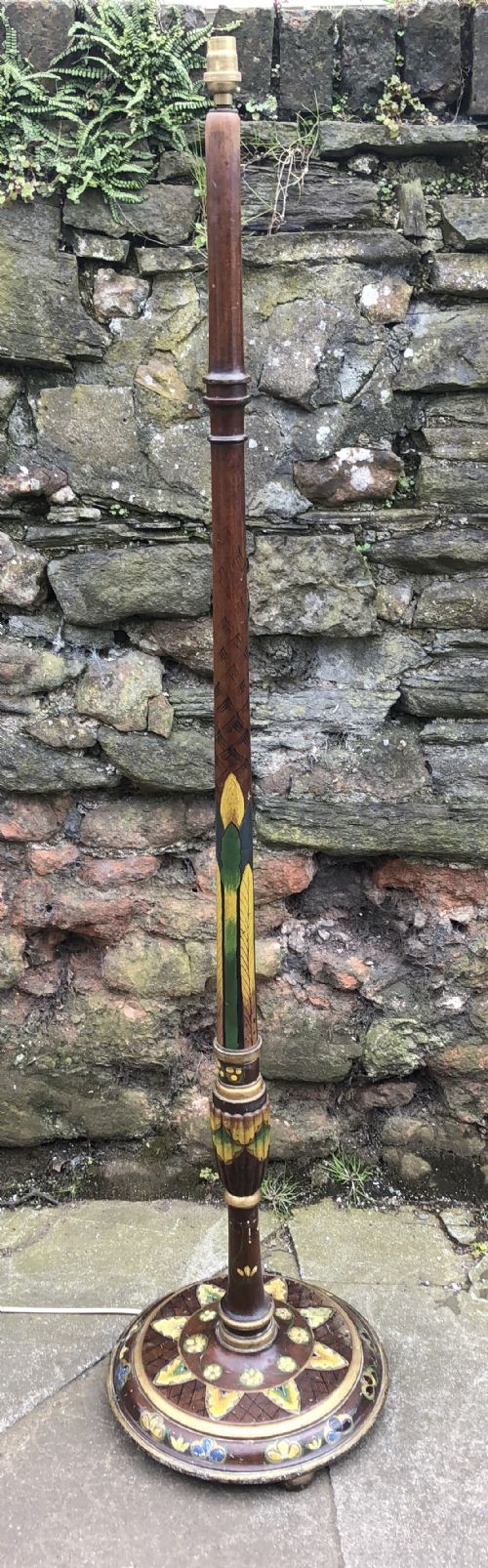 1930s Standard Lamp with Painted Decoration