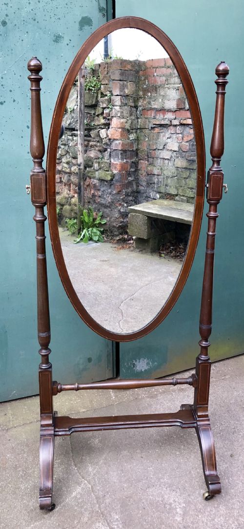 Edwardian Oval Cheval Mirror