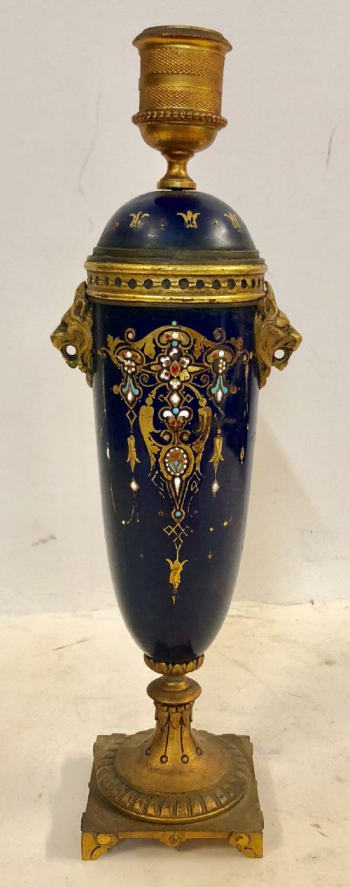 C19th Ormolu Mounted Sevres Style Porcelain Candlestick