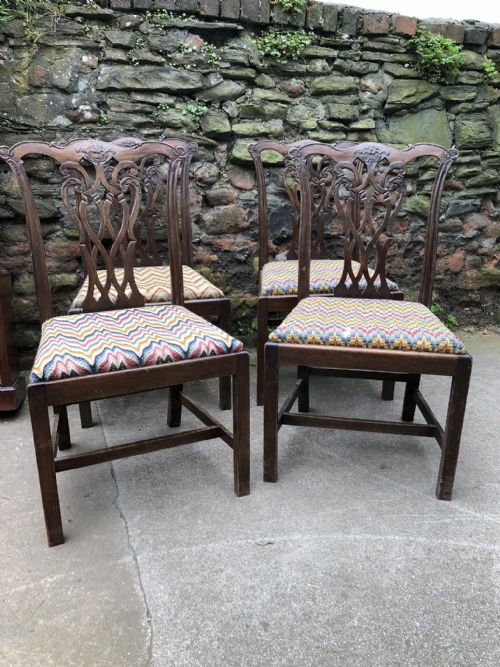 Set of Four George III Chippendale Style Chairs