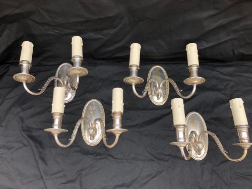 fig 1. Edwardian silver plated ceiling light and four matching wall lights