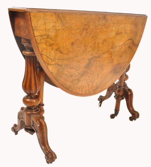 C19th Burr Walnut Sutherland Table