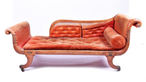 A Regency Mahogany Scrolled Arm  Chaise
longue