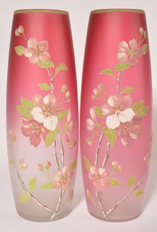 Pair of C19th Vases in the Manner of Thomas Webb