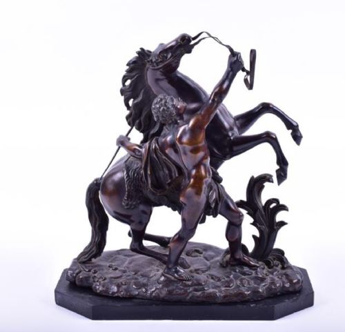 C19th Cast Bronze Marley Horse and Handler