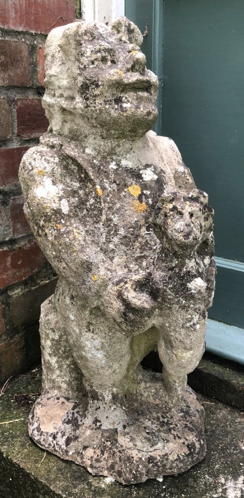C1900 Cast Stone Leprechaun Playing a Gaelic Harp