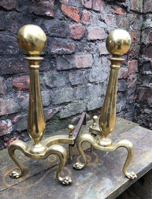 C19th Brass Andirons