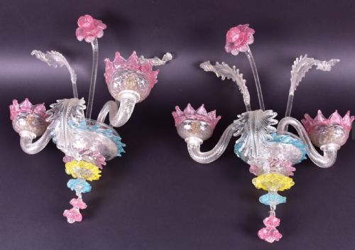 fig 1. A pair of Venetian Murano glass wall lights