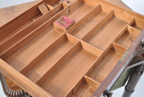 fig 1. A late 18th century Georgian mahogany work box table in the manner of Gillows