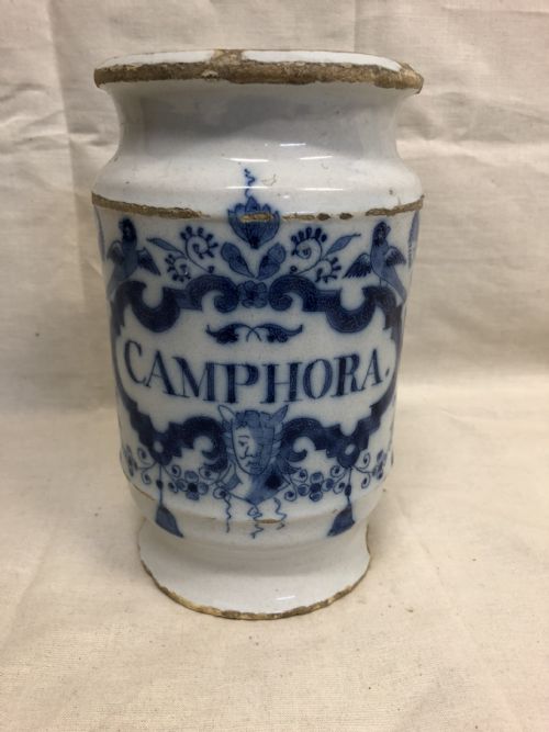 C18th Delft Drug Jar Camphora