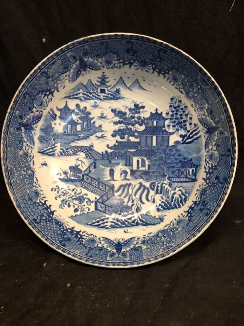 Early C19th Pearlware Blue and White Punch Bowl