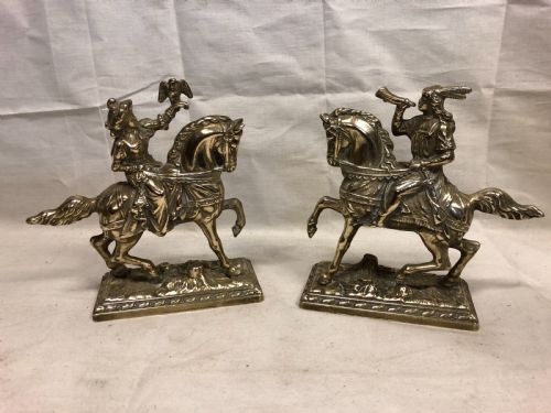 Pair of Brass Equestrian Figures