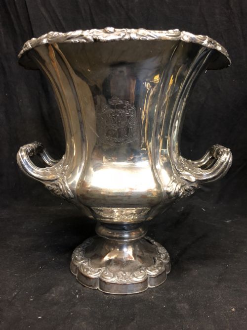 C19th Silver Plated Campagna Shaped Wine Cooler
