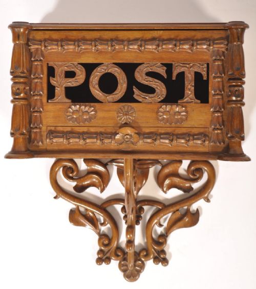 C19th Carved Oak Country House Post Box