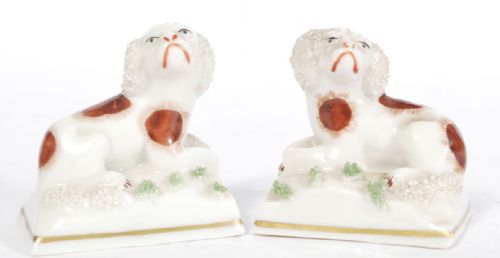 Pair of Chelsea Porcelain Miniature Dogs