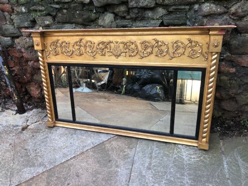 C19th Triptych Overmantel Mirror