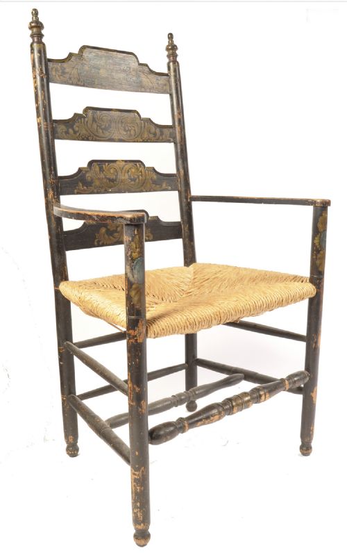 C19th American Painted Ladder Back Chair