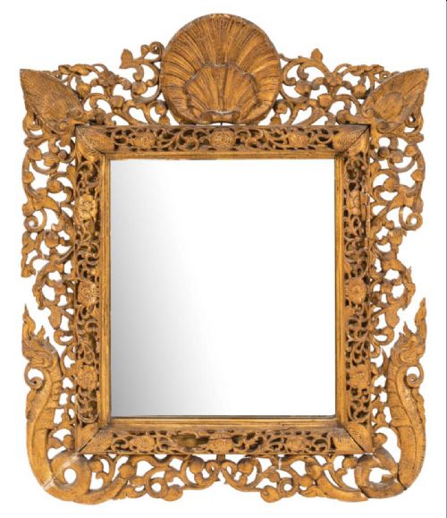 C19th Indian Carved Giltwood Easel Mirror