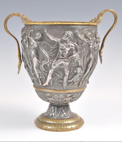 A C19th Silver Plated and Brass Chalice Cup