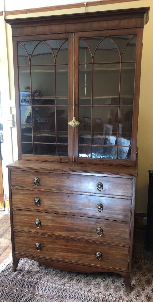 A C19th Mahogany Bookcase on Chest of Drawers