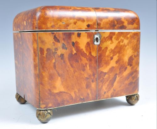 Early C19th Blonde Tortoiseshell Tea Caddy