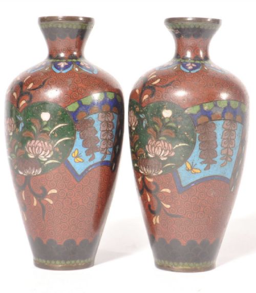 Pair of Meiji Period Cloisonné Vases